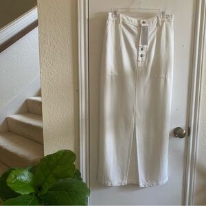 NWT Young Fabulouse and Broke Chic White Maxi Skirt with Button Detail, size L